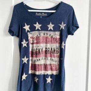 Lucky Brand Navy and Red Star Tee